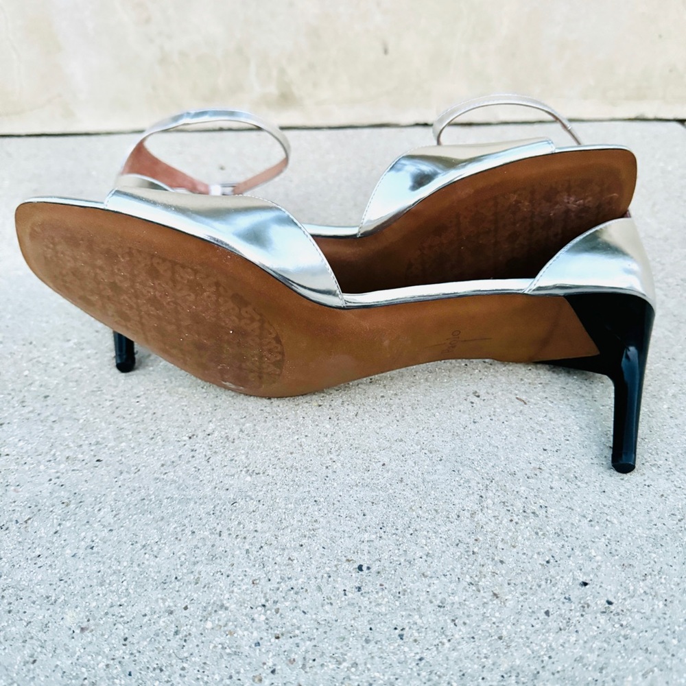 LINEA PAOLO silver heels sandals leather Strappy stilettos women’s 13 Nordstrom - Picture 8 of 11